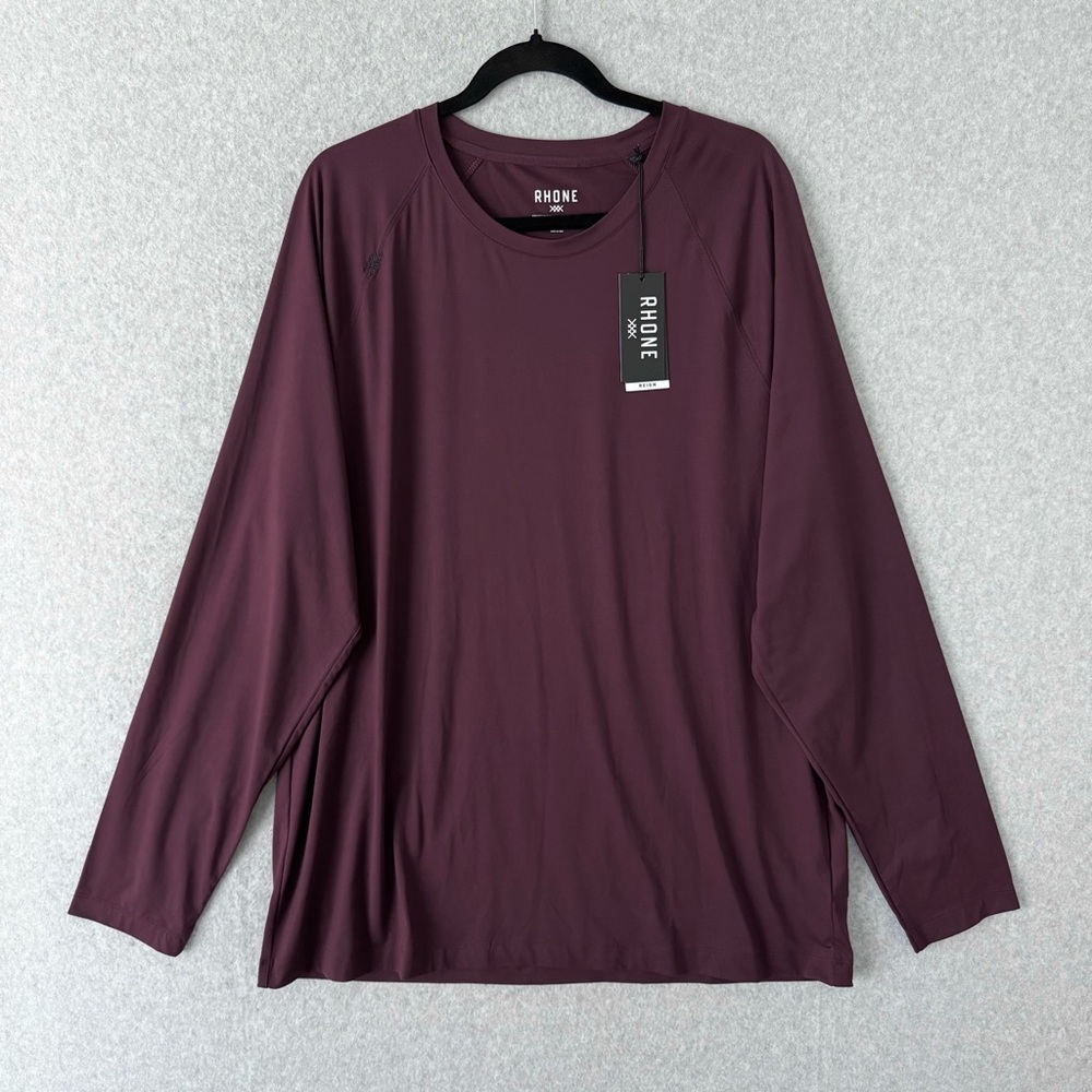 Rhone Reign Pullover Mens XXL Burgundy Long Sleeve T Shirt Crew Neck Midweight